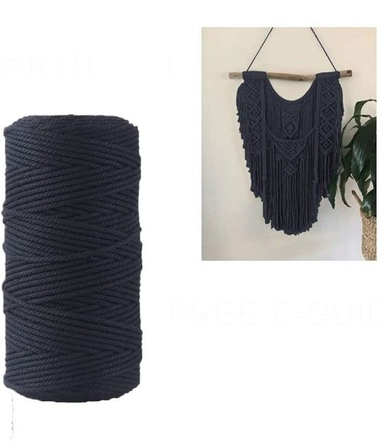 3mm Macrame Cord Black109Yards Macrame Rope for DIY Crafts Knitting Plant Hangers

