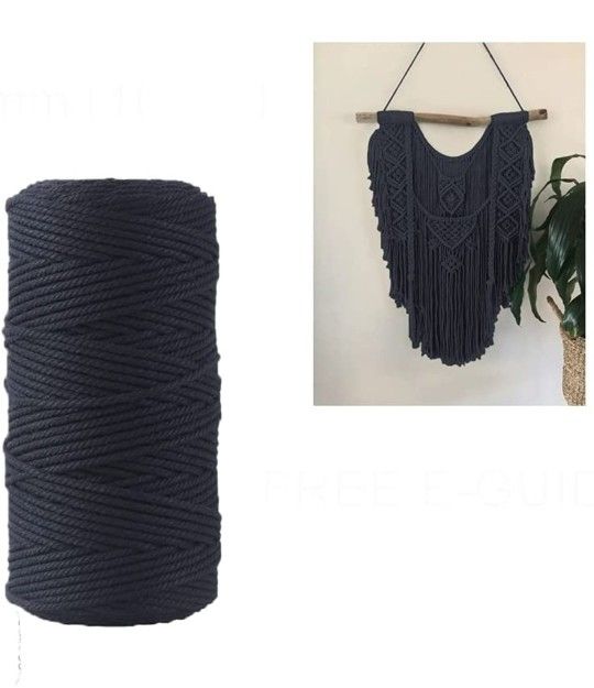 3mm Macrame Cord Black109Yards Macrame Rope for DIY Crafts Knitting Plant Hangers