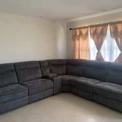 L Shaped Sectional Sofa With 2 Side-Recliners 