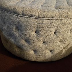 Ottoman Navy Blue & White On Wheels $45