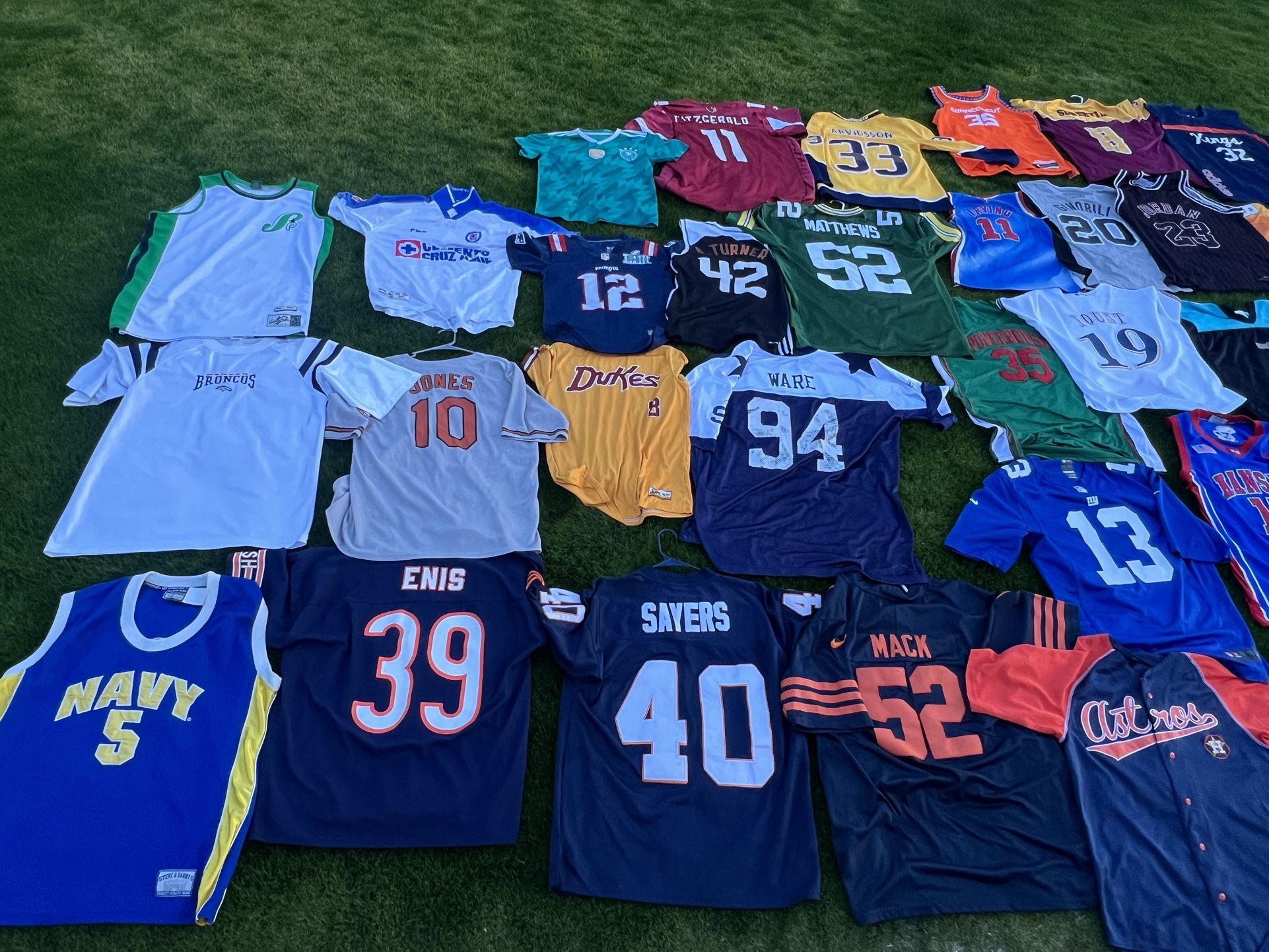 Large Collection Of Sports Shirts/Jerseys/sweaters//hoodies