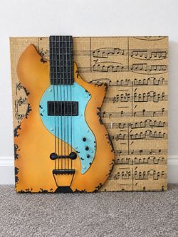 20” x 20” Metal Guitar Canvas Wall Art – Made in USA
