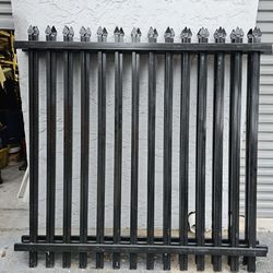 (3) Steel Fence Panels 6’ x 6’ – Powder Coated Black – Spear Top – Heavy Duty