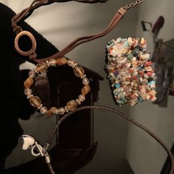 Genuine leather and Gemstone Jewelry