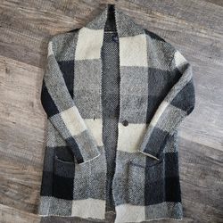 American Eagle Plaid Cardigan Sweater Women’s XS/S Chunky Knit Coatigan