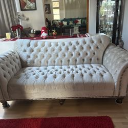 Tufted Sofa Loveseat Set (free Recliner Included)