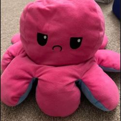 Reversible Octopus Plush Toy, Pink-Sad, Blue-Happy