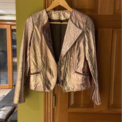 Metallic Leather Jacket 