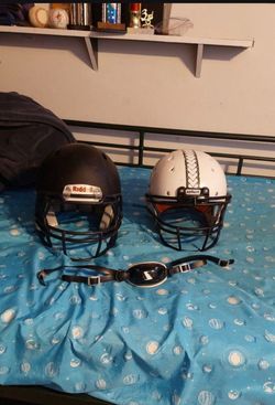 2 Football Helmets with Chin Strap