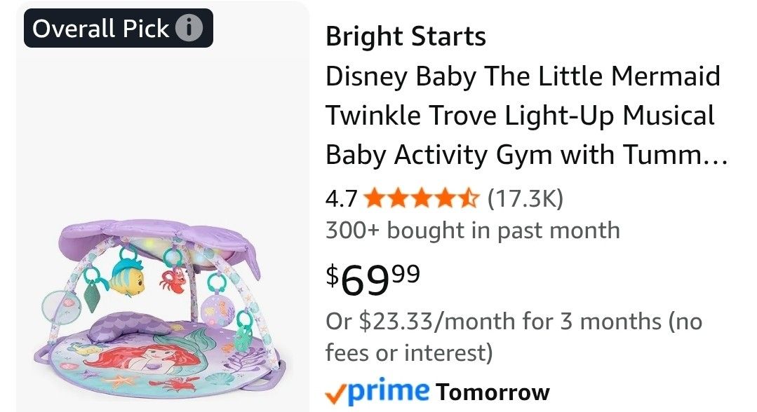 Little Mermaid Baby Play Gym Play Mat