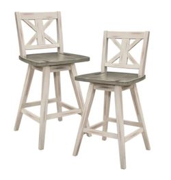 Farmhouse Wood Swivel Counter Stools Set of 2
