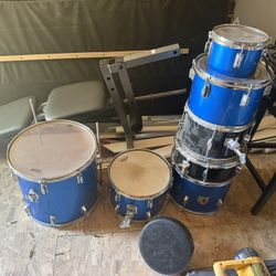 Drum Set, Keyboard, Piano, Mixer, And All Accessories 