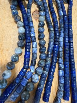 Handmade 3 men’s beaded bracelets natural stones of Lapis