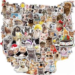 NEW! CAT LOVERS! 50 piece Large Vinyl Stickers Waterproof (4 Random Packs/Sets Avail-$3 each set)