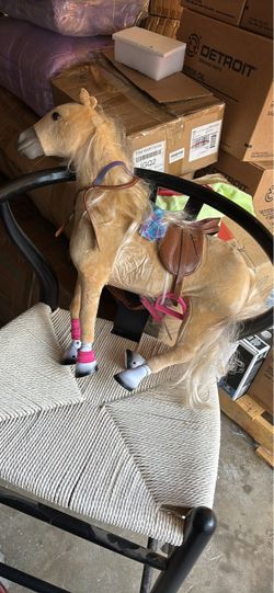 Large Plush Horse Toy with Saddle