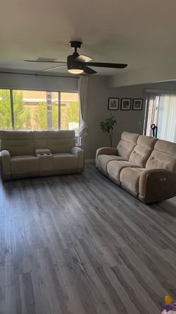 Like New Beige Power Reclining Sofa Set