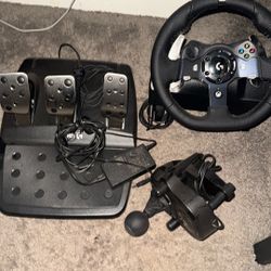 Logitec Steering Wheel, Shifter, And Petals 