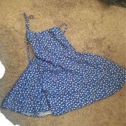 Blue Tan Flowery Sun dress 