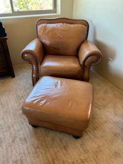 Leather Club Chair with Ottoman