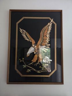 Vintage handmade framed American Eagle