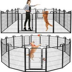 G246-Dog Playpen Outdoor 16 Piece Panels Heavy Duty Dog Fence 40" Height Anti-Rust with Doors Portable for RV Camping Yard, Total 36FT, 102 Sq.ft, Sno