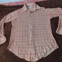 Vintage 60s 70s disco Van Heusen 15.5/33 VanKnit  Shirt Colorful Pattern