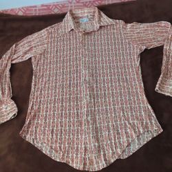 Vintage 60s 70s disco Van Heusen 15.5/33 VanKnit  Shirt Colorful Pattern