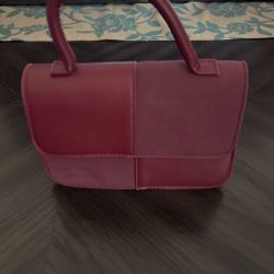 Small Burgundy Structured Handbag