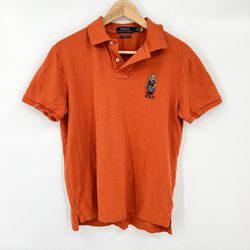 POLO Ralph Lauren Orange Classic Icon Bear Embroidered Polo Shirt Men's Medium