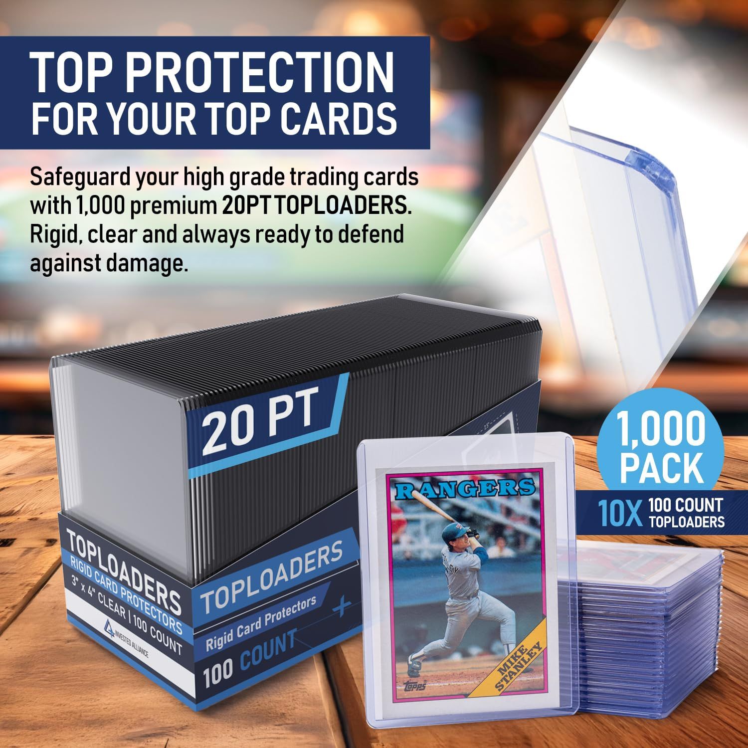 NEW 100 count Premium Seamless 20PT Thick Top Loaders for Cards | Top Loader Card Holder, Baseball Card Sleeves Hard Plastic, Hard Trading Cards Sleev