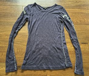 Jacqueline B Blue Sweater with Graphic Designs Sz M