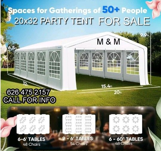 20' x 32' Heavy Duty Party Tent & Carport with Removable Sidewalls and Double Doors, Large Canopy Tent, Sun Shade Shelter, for Parties, Wedding, Outdo