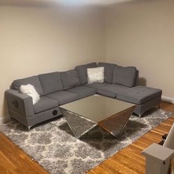 SMALL GRAY SECTIONAL!!! Lights At Bottom And Bluetooth And Speakers Built In!!!  