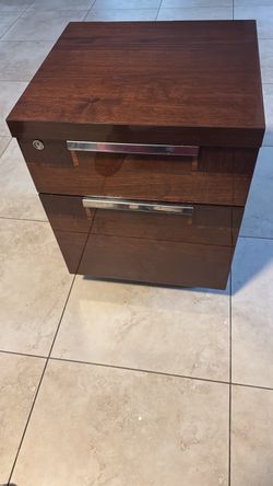 Dark brown office desk and bookcase. Set 4 pieces