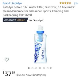 Water filter for sports camping etc