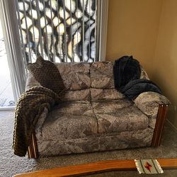 Vintage Loveseat couch with wood and gold trim
