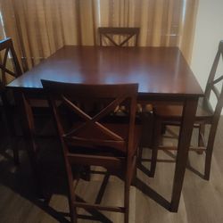 High Wood Table Set with 4 Chairs