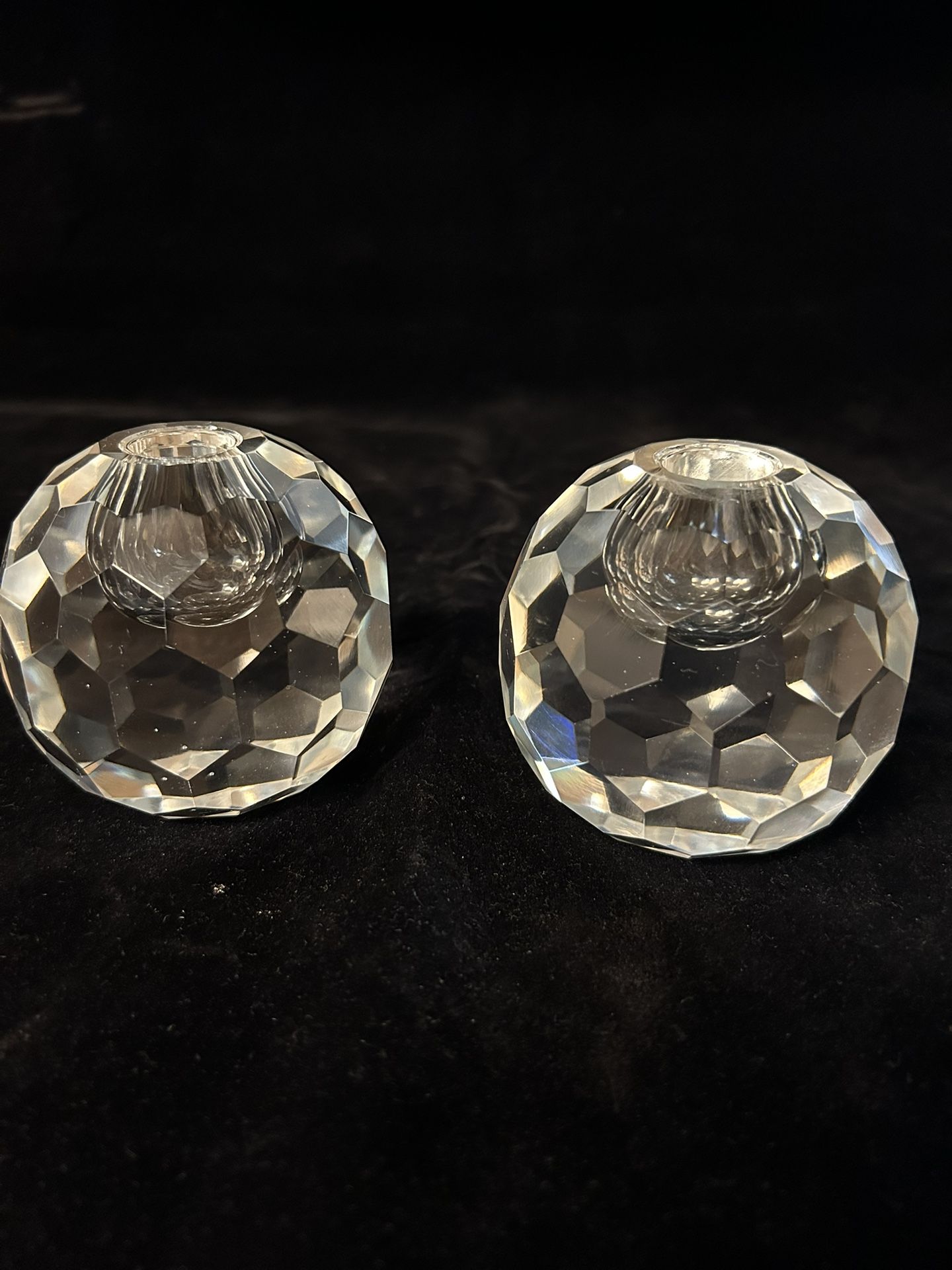 Leaded Geometric Crystal Candle Holders