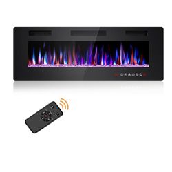 50" Wall-Mounted Electric Fireplace with Remote Control