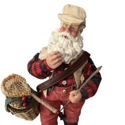 Vintage Kurt Adler  Christmas Santa Fisherman 10" Fabriche Field & Stream Figure