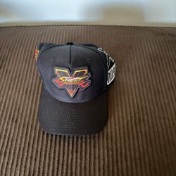 black Street Fighter V Ryu K.O. embroidered snapback baseball hat made by Capcom,. 