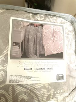 X Large Grey Woven Damask Blanket Throw