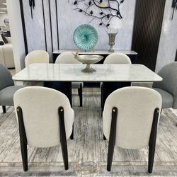 Marble Dining Table With 6 Chairs $1699