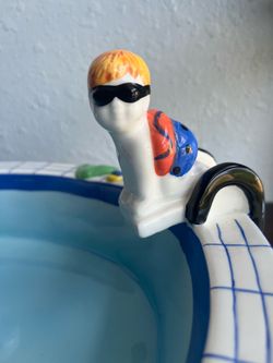 Ceramic Swimming Pool Bowl with Figural Decoration