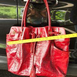Alligator Embossed Leather Hobo Bag Purse