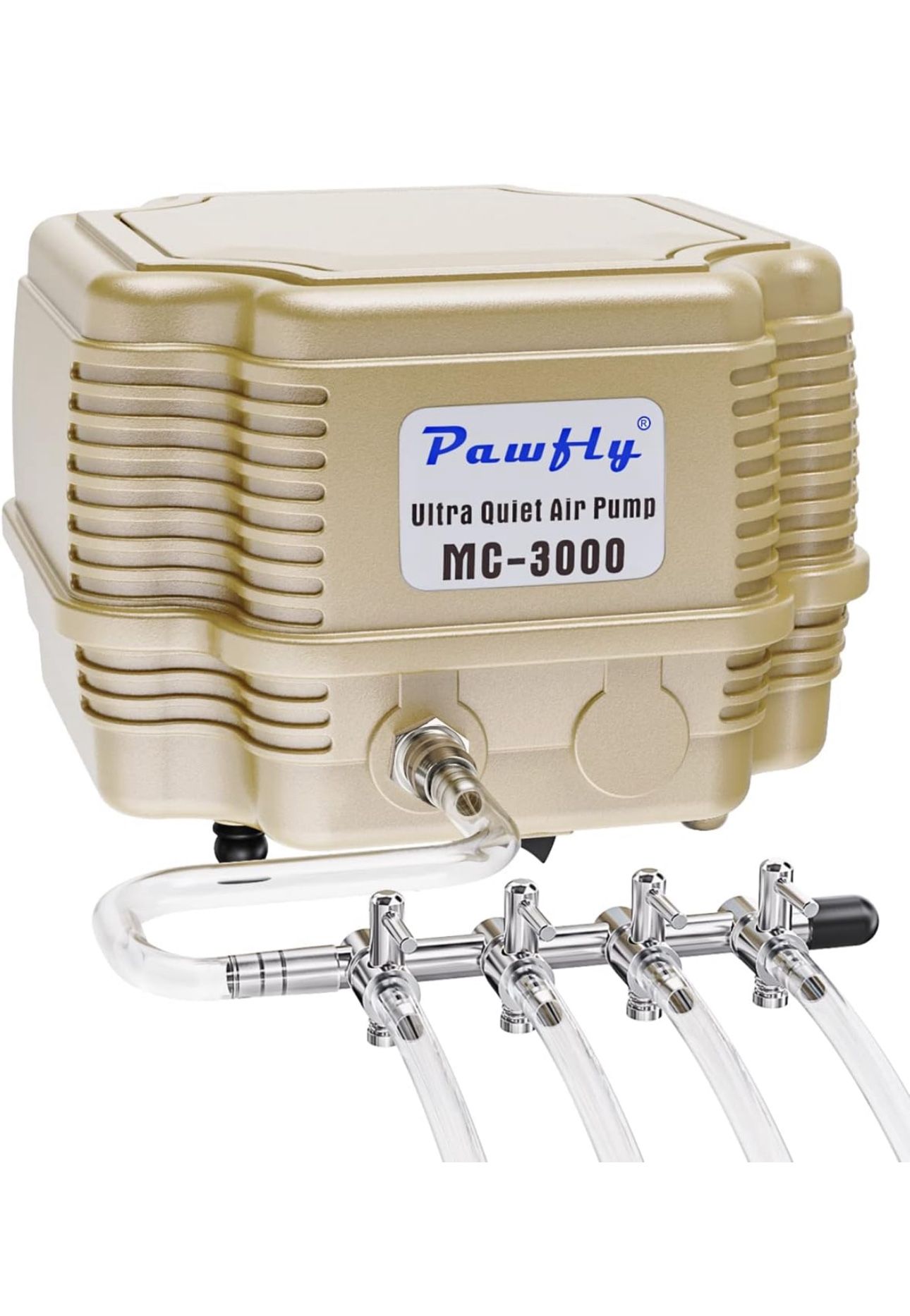 Pawfly 254 GPH Aquarium Air Pump Adjustable Quiet Oxygen Aerator Pump with Multi-Port Air Flow Control Lever Valve Splitter