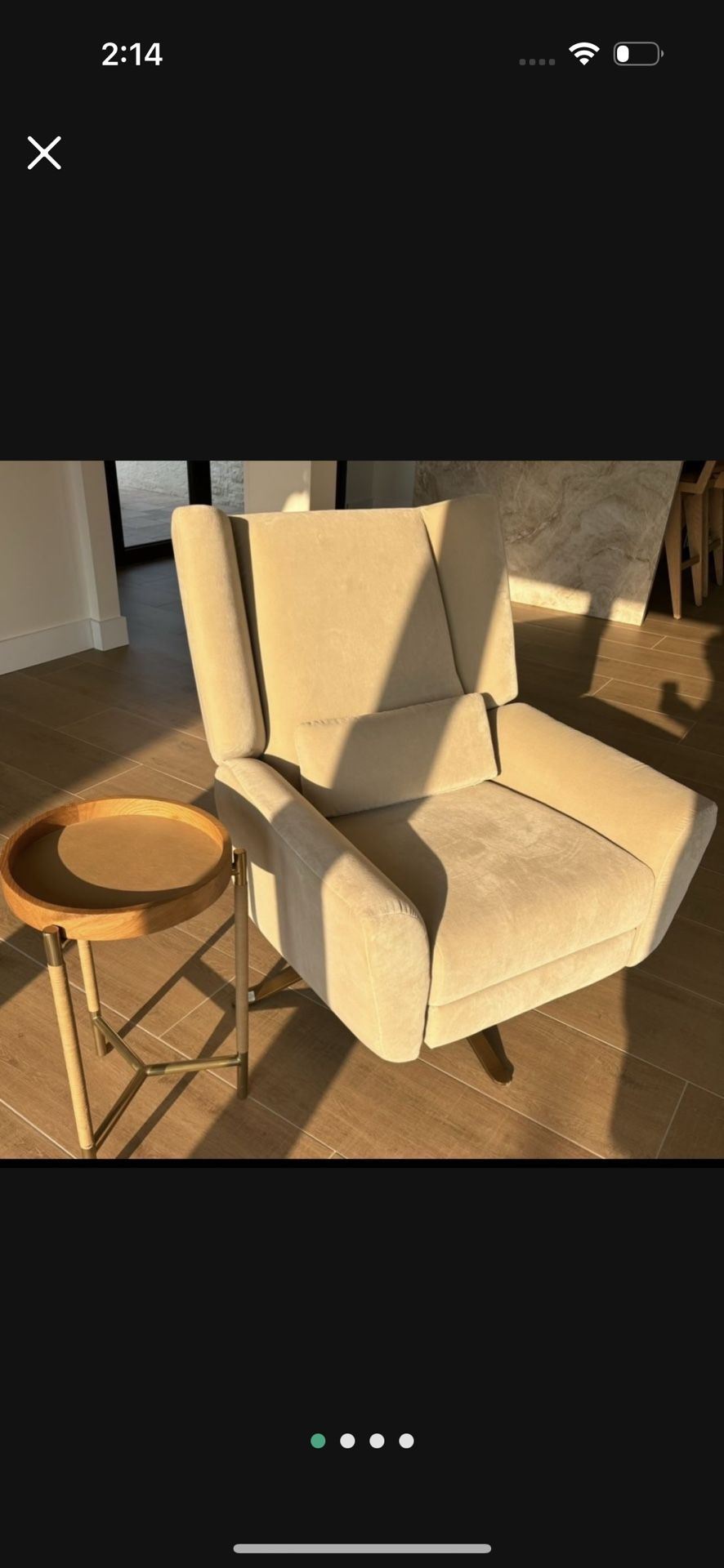RESTORATION HARDWARE LUKE RECLINER PERFORMANCE FABRIC SAND VELVET NEW