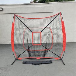 $55 (New) Baseball & softball practice hitting & pitching 7x7’ net with bow frame, carry bag 