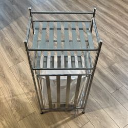  2 Shelf Freestanding Steel Tower with Laundry Hamper