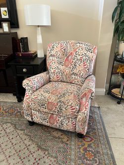 Paisley Floral Upholstered Wingback Recliner Chair